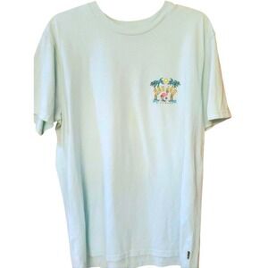 Billabong Ron Jon Light Aqua Blue Palm Graphic Tee Size Large